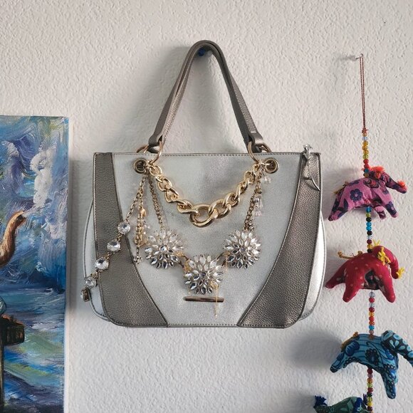 NO LABEL Handbags - Gorgeous Silver Upcycled Purse w/Charms